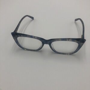 Womens Eye Glasses Frames Blue Tortoise Cat Eye Marbled Swirl Preowned With Case